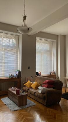 Une partie de mon appartement, il y a un graaaand salon qui fait + de 20m2 :)