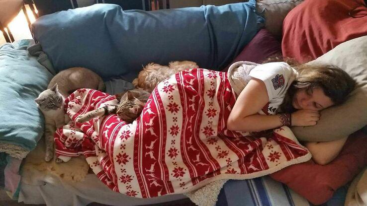 Sieste avec les 3 loulous à la maison