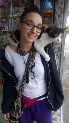 Un copain chat dans les quartiers du Chili, ne souhaitais plus quitter mes épaules.